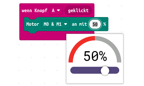 Block zum Ansteuern der Motoren, wenn Knopf A gedrückt wurde. motorblock