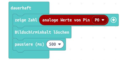 Auslesen der Analogwerte des Feuchtigkeitssensors. mc-feuchtigkeitssensor-auslesen