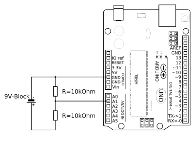 Schaltplan für Voltmeter bis 10V.