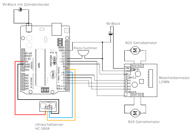 Schaltplan für den Ultraschallsensor