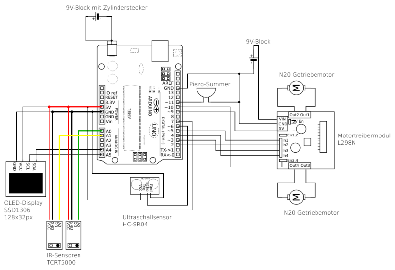 Schaltplan für die Infrarot-Sensoren
